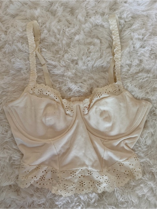 colsie Tops - White Lace-Trim Bustier Top